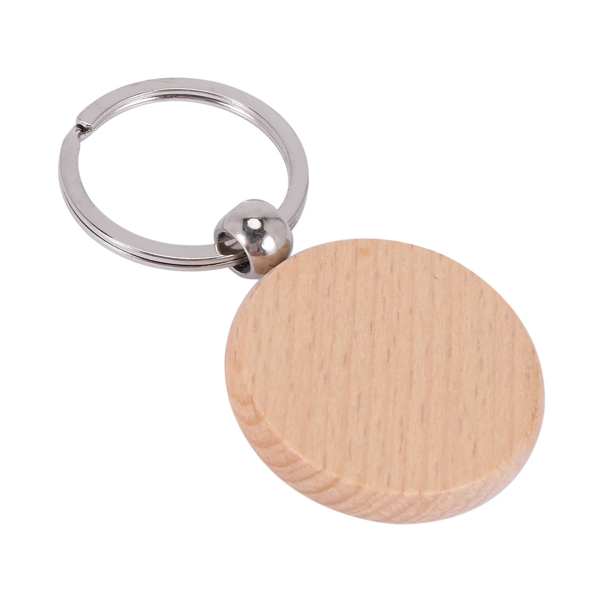 60Pcs Blank Round Wooden Key Chain Diy Wood Keychains Key Tags Can Engrave Diy Gifts