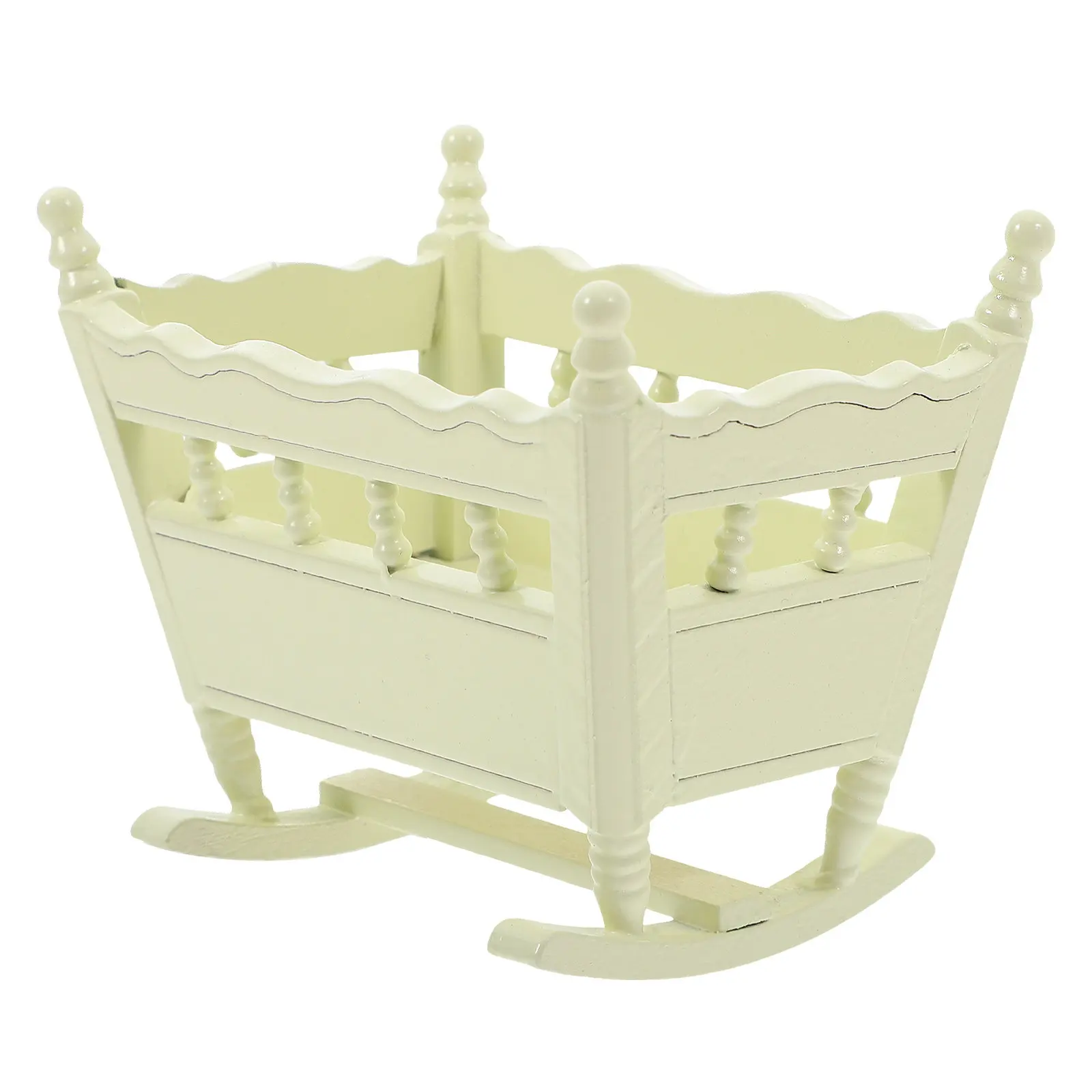 Miniature Wooden Cradle Mini Bedroom Bed Furniture House Accessory Baby Crib Micro Landscape Miniature Ornament view 6