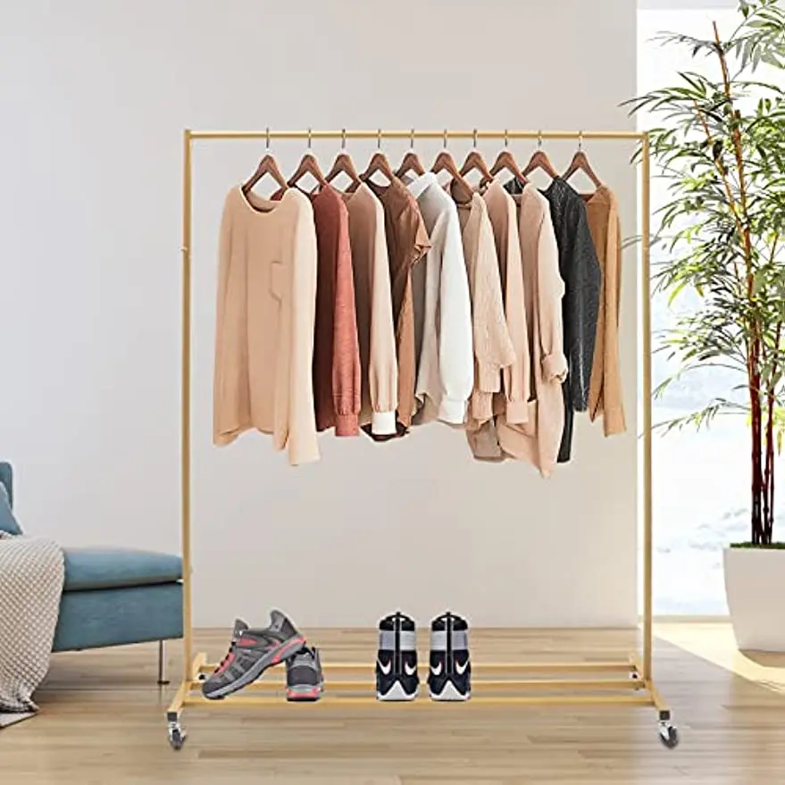 

Gold Clothes Rack Bedroom Workroom Garment Display Stand Freestanding With Wheels Freestanding Gold Clothes Rack Bedroom