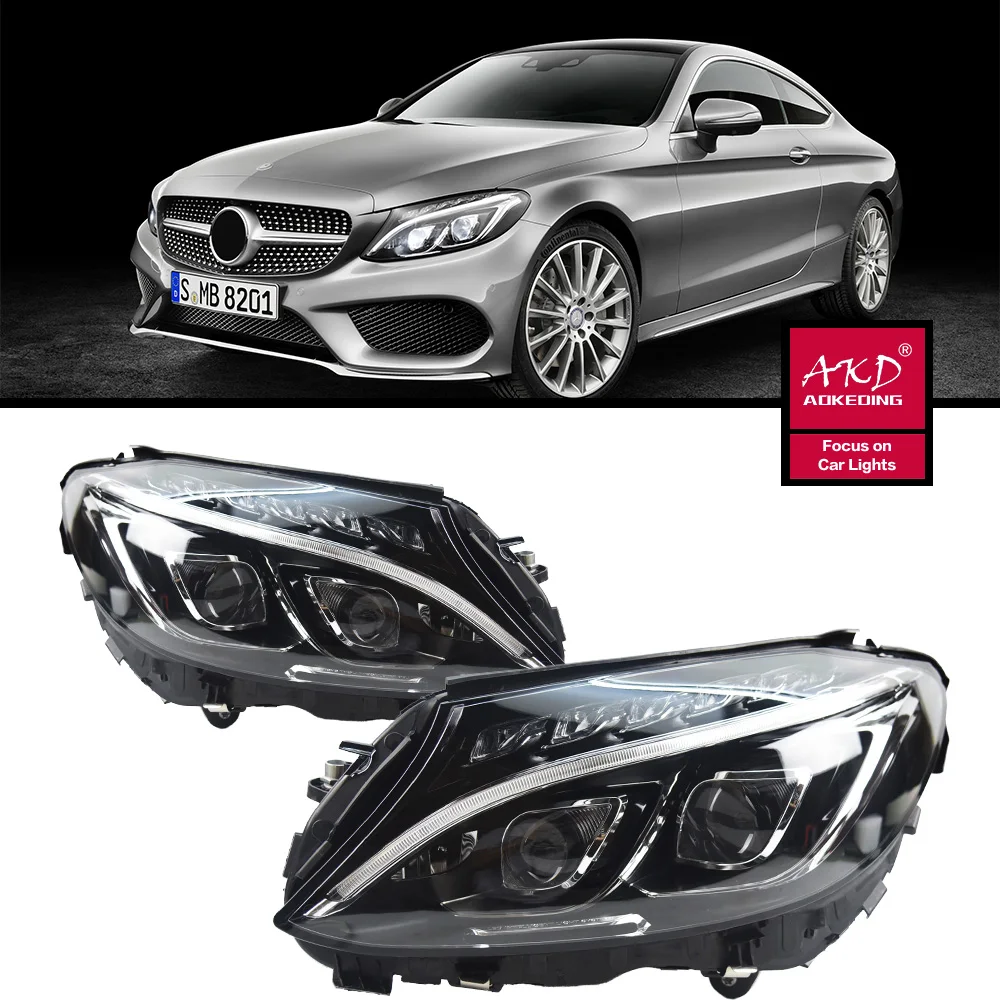 

Car Head Lights Parts For Benz W205 2015-2018 C300 C260 LED Front Headlight Replacement DRL Daytime light Projector Facelif