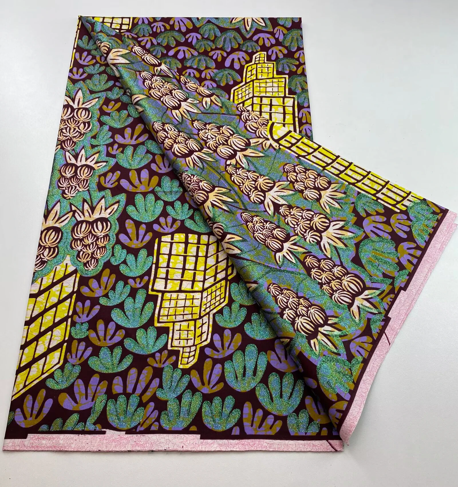 

Высококачественная 100% хлопковая ткань с принтом батика, блестящий гламур, Анкара, воск, 6 ярдов, модные стеганые материалы для вечерних платьев