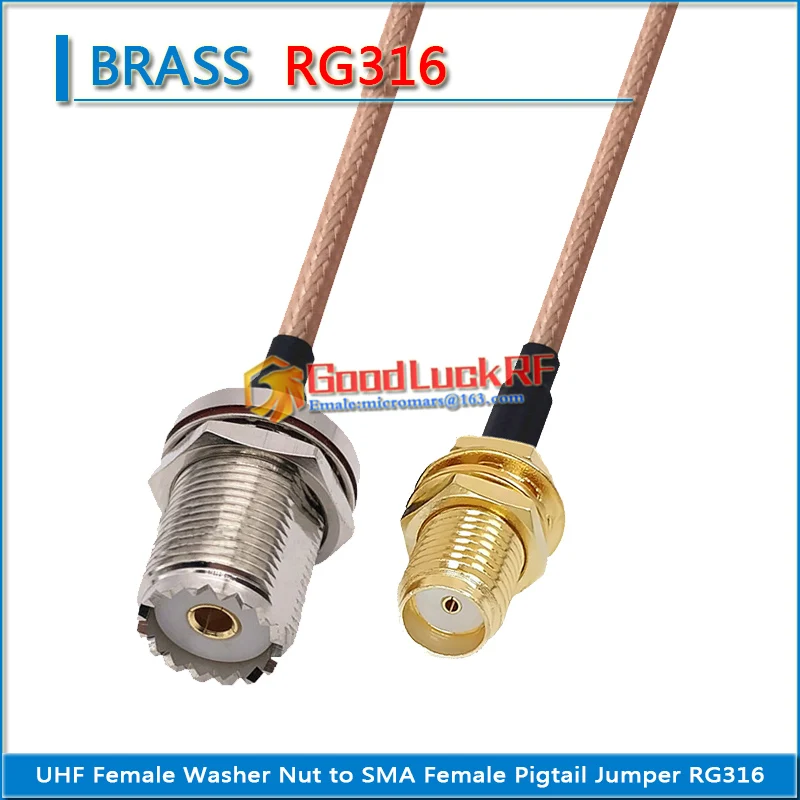 

PL259 SO239 PL-259 SO-239 M UHF Female to SMA Female Washer Nut O-ring Bulkhead Mount Coaxial Pigtail Jumper RG316 Cable 50 ohm