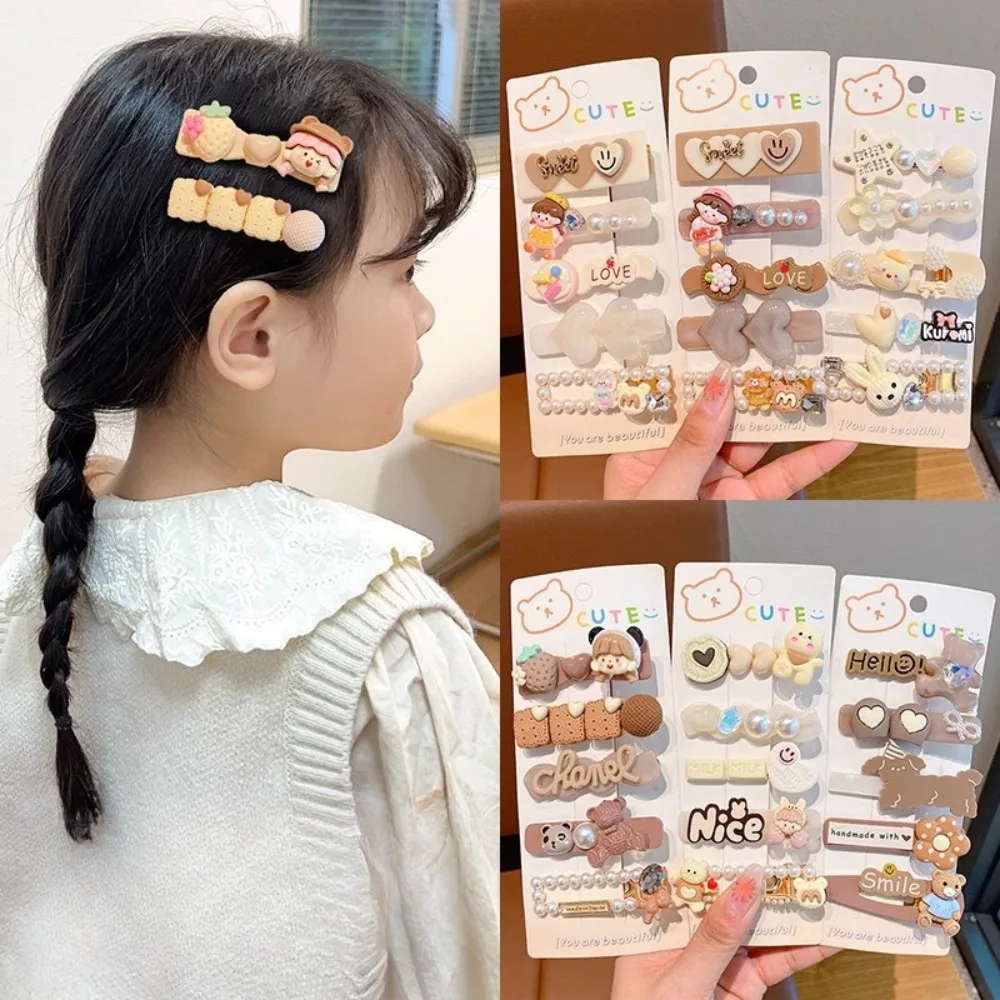 

5Pcs/Set Children Hairpins Cute Cartoon Headwear Hair Accessories Bow for Baby Girl Scrunchie Hair Clips Kids Barrettes Headwear
