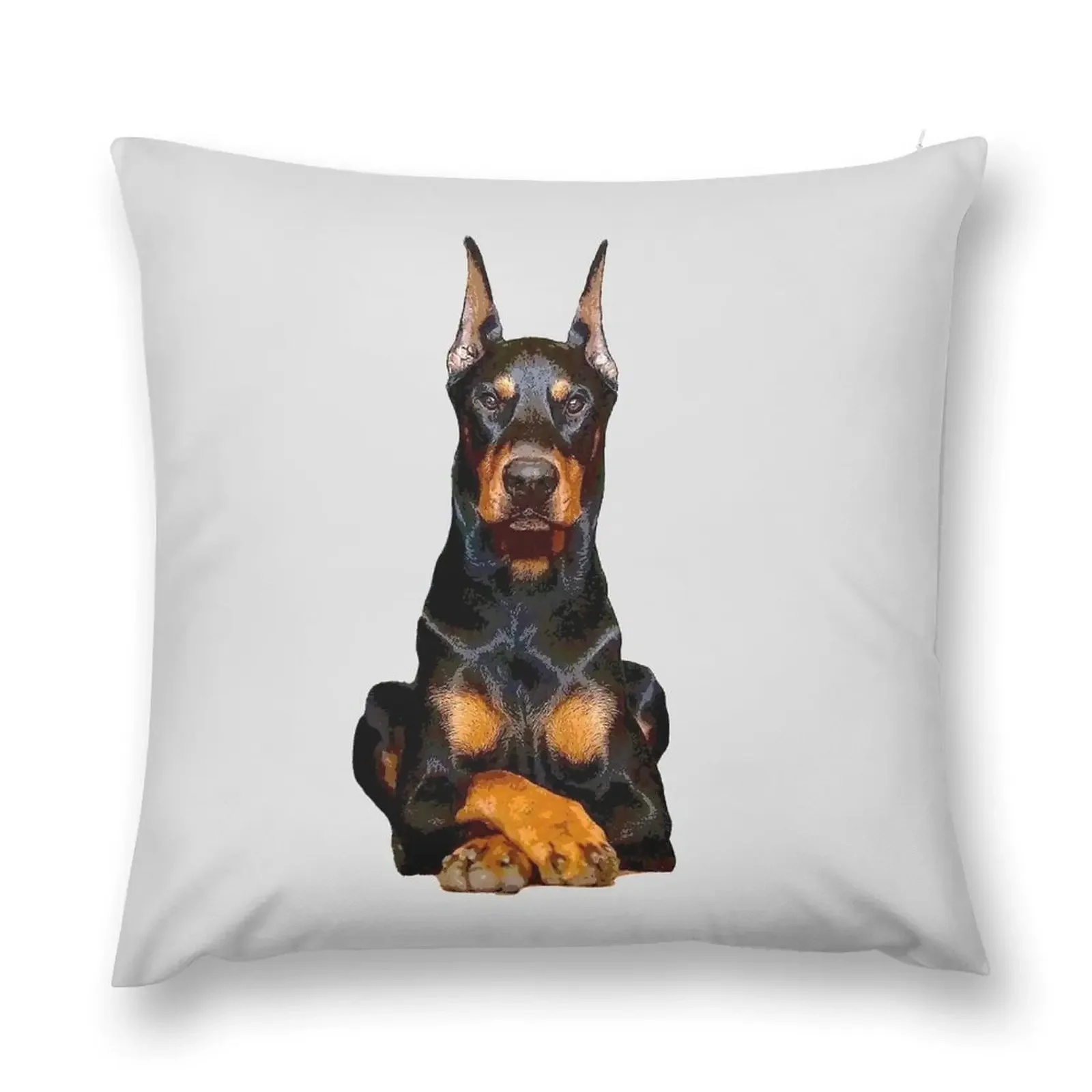 Doberman Guards Me - Dobermann Pinscher Dog Throw Pillow Room decorating items Pillowcases For Pillows Christmas Pillows pillow