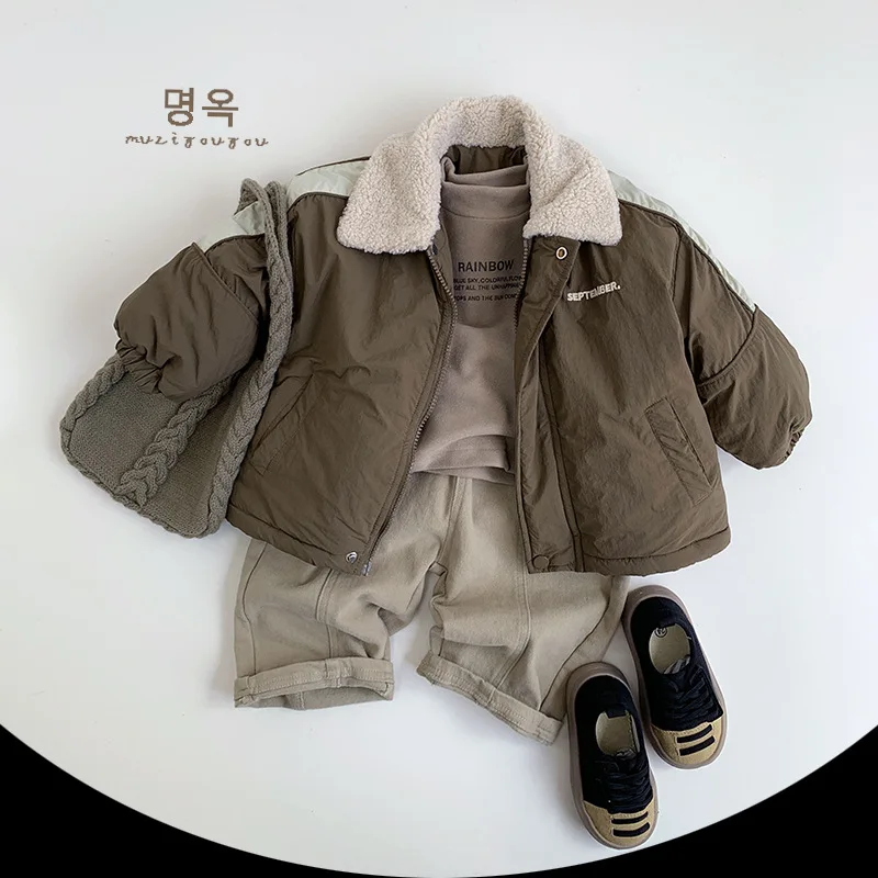 2024 Autumn Winter Fashion Warm Tops Boys And Girls Thickened Clothes Children Outerwear Casual Jackets 1 To 6 Years Kids Coats