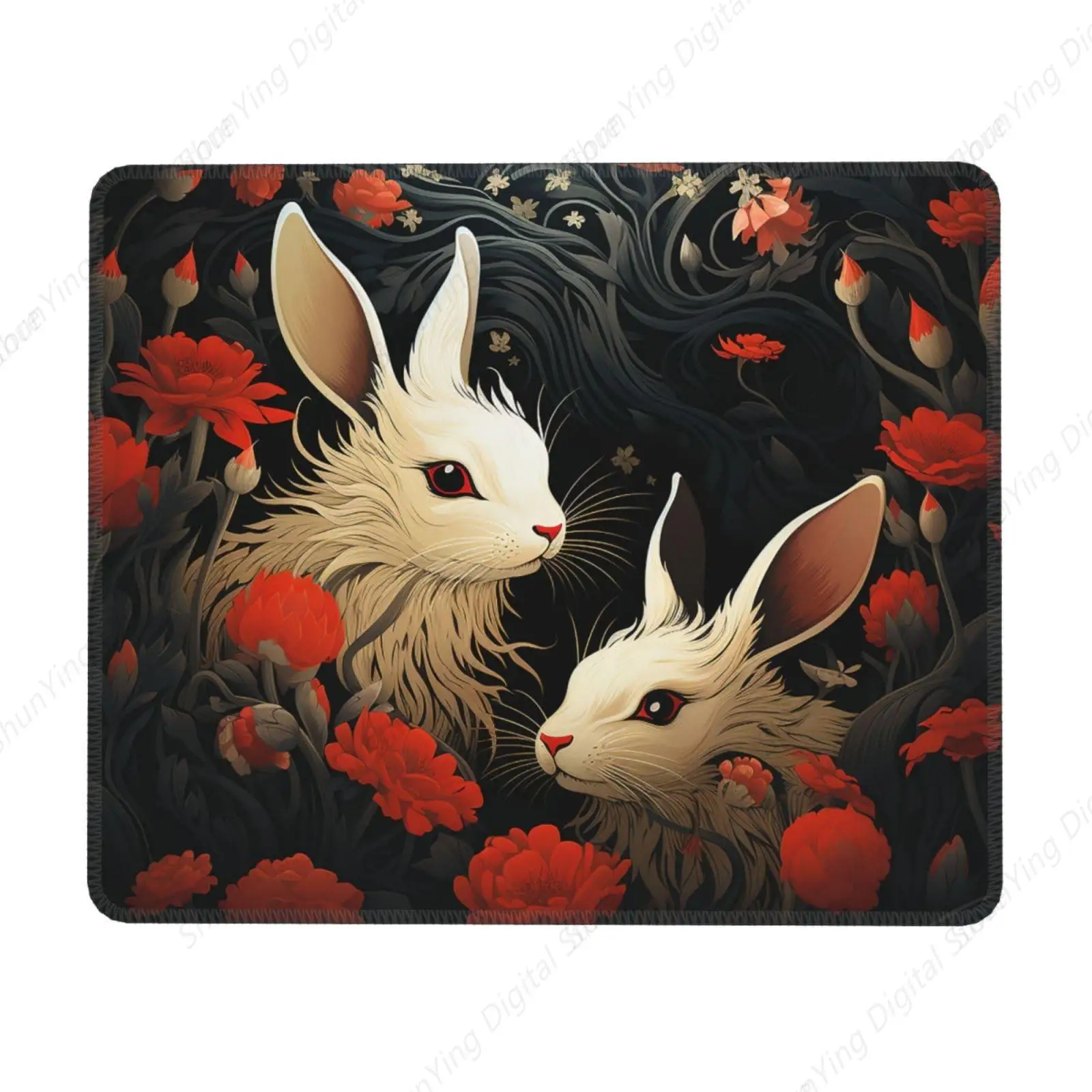 

Mouse Pad Red Flower Rabbit Extends Its Head Non Slip Rubber Computer Keyboard Pad Game Mouse Pad 18*22cm