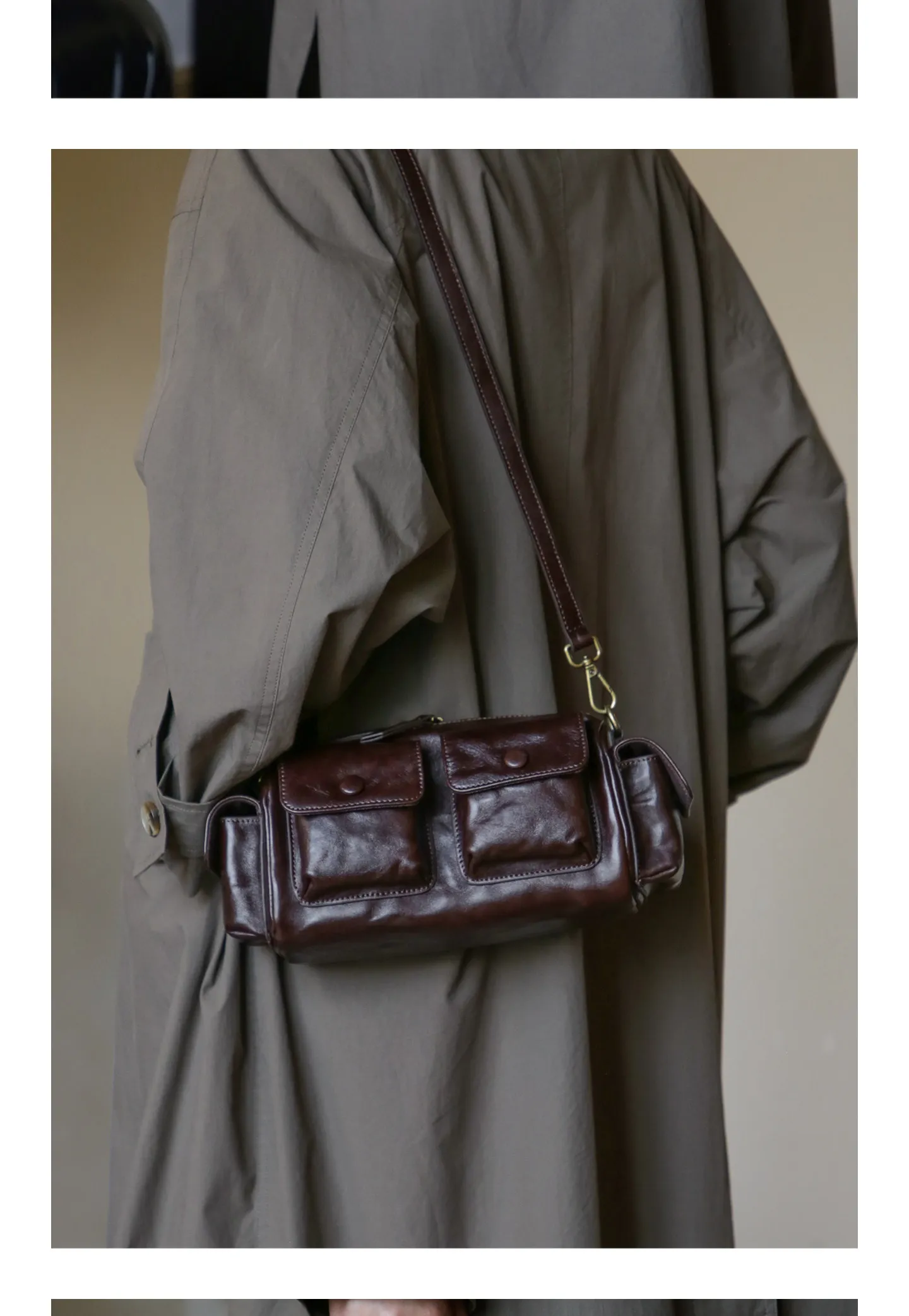 Designer-Handtasche aus handgefertigtem Rindsleder der ersten Schicht für Damen, lässige Reisetasche aus echtem Leder, Damen-Umhängetasche. – Detail 7