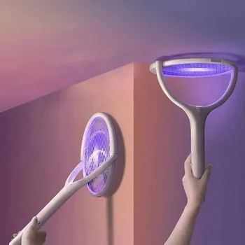 Raqueta de carga rápida 5 en 1, mata insectos, lámpara alimentada por batería con aislamiento de seguridad, matamoscas eléctrico ajustable ABS