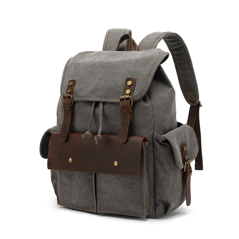 Wearable canvas backpack retro travel computer backpack