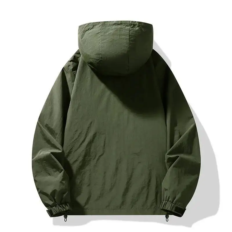 

Spring Autumn Men's Hooded Jacket Loose Fit Couple's Half Zippers Pull On Jackets Men Comfortable Breathable Casual Outerwear