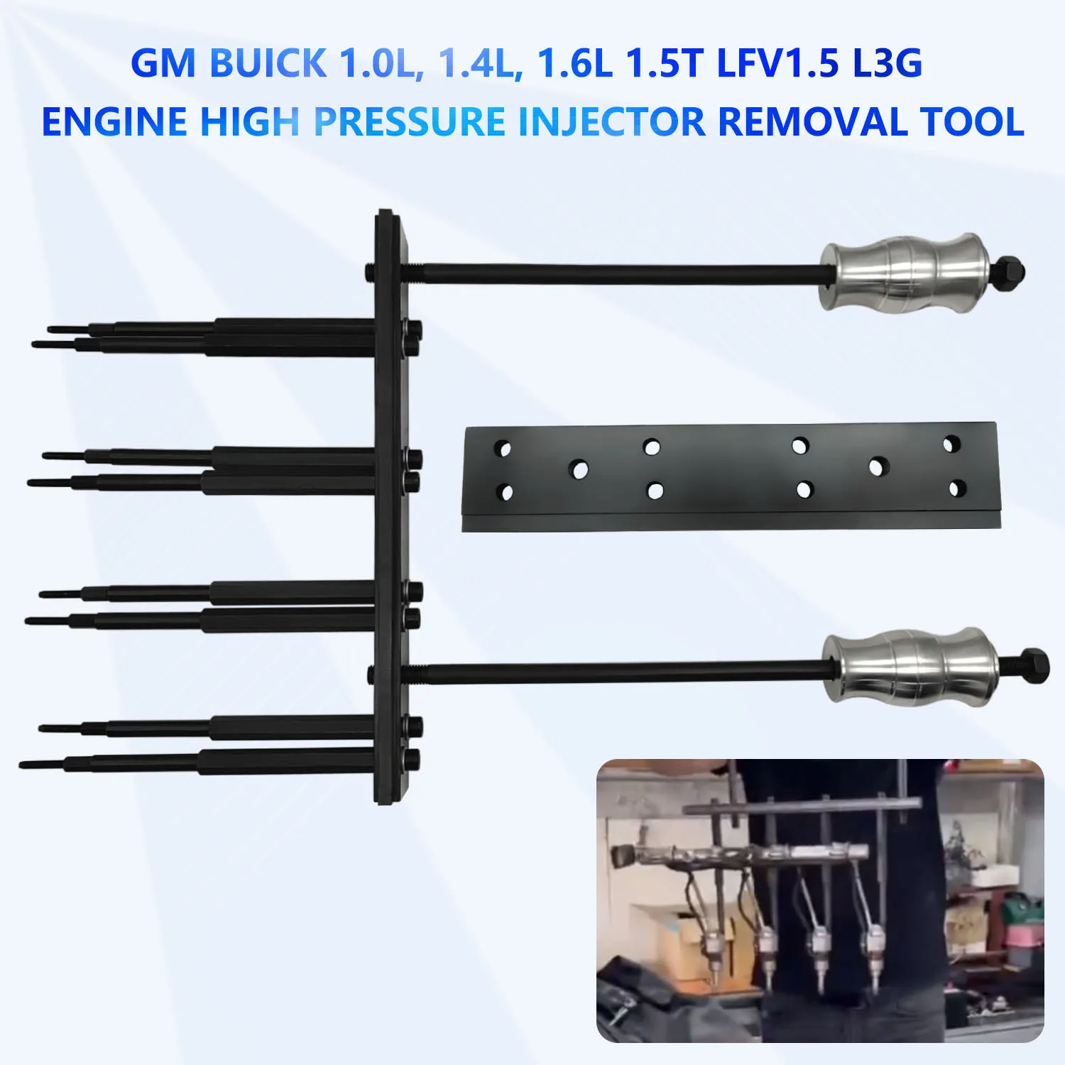 Fuel Injector Removal Tool, Rail Assembly Replacement Master Tool Kit, Suitable for GM Opel, Buick, Vauxhall and MG 1.0L, 1.4L,