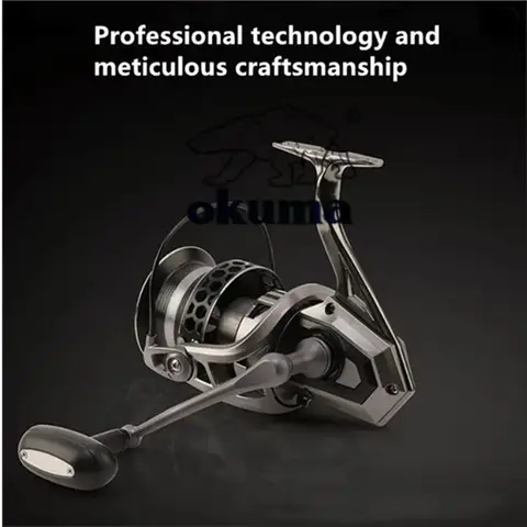 AS Aosha Okuma spinnrock, helt i metall med långt utkast, mattgrå fiskelina, vattendroppshjul, fiskeutrustning för ankarfisk 12 best sales Okuma-rulle - №6
