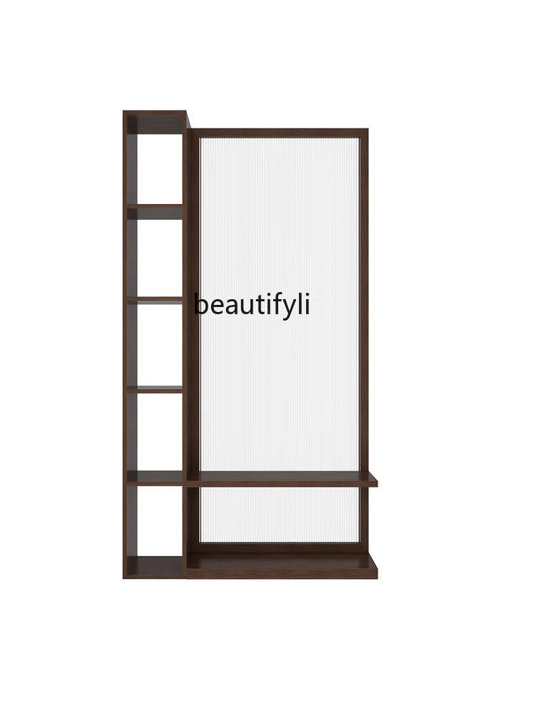 

New Chinese Style Glass Solid Wood Screen Shelf Partition Living Room Entrance Hallway Screen Cabinet