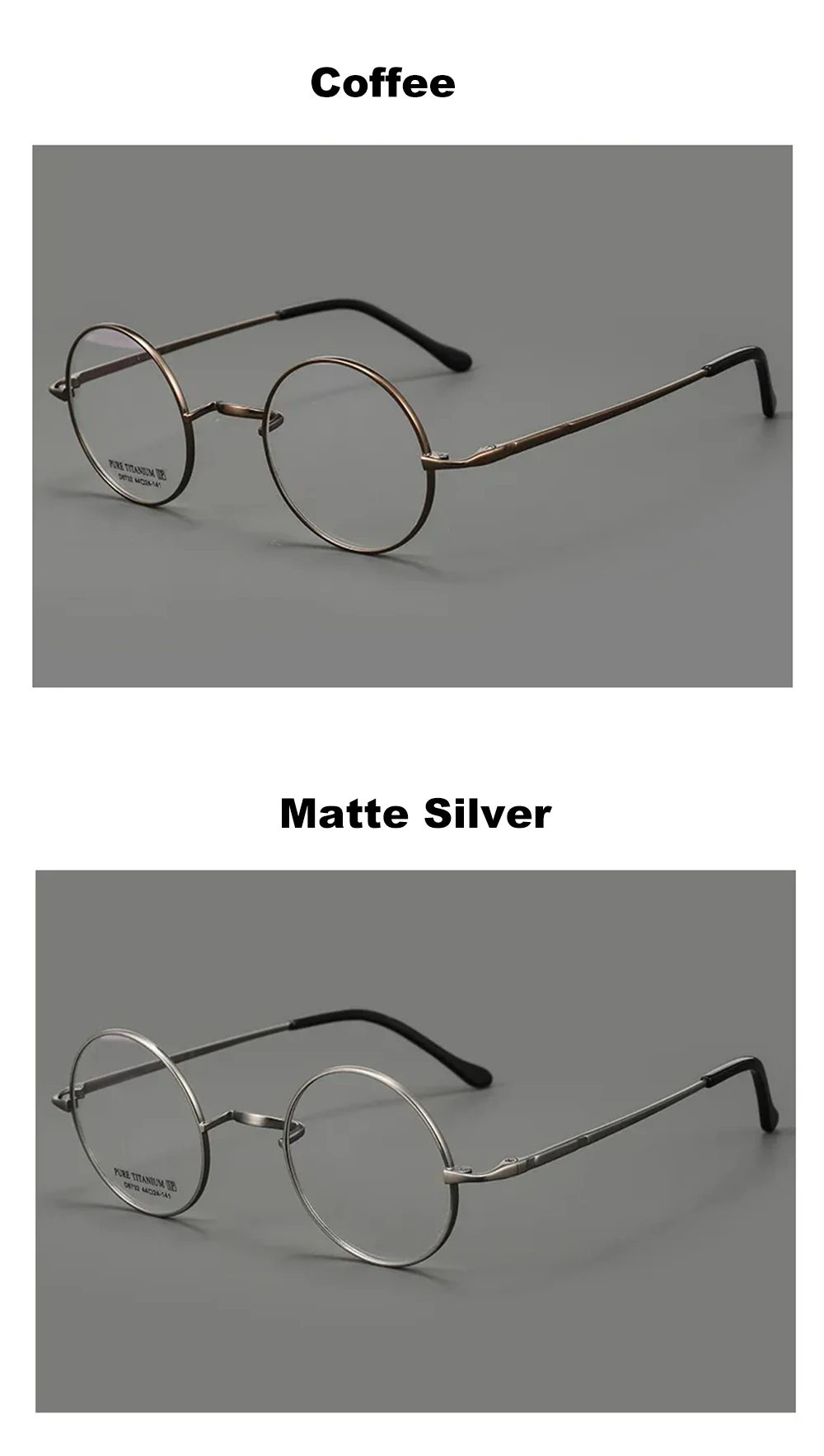Dark Academia Runde Titan-Brillenfassung 7g Ultraleicht Vintage Kleine Gesichtsbrille für Männer und Frauen Ohne Nasenpolster Zauberer-Brille – Detail 12