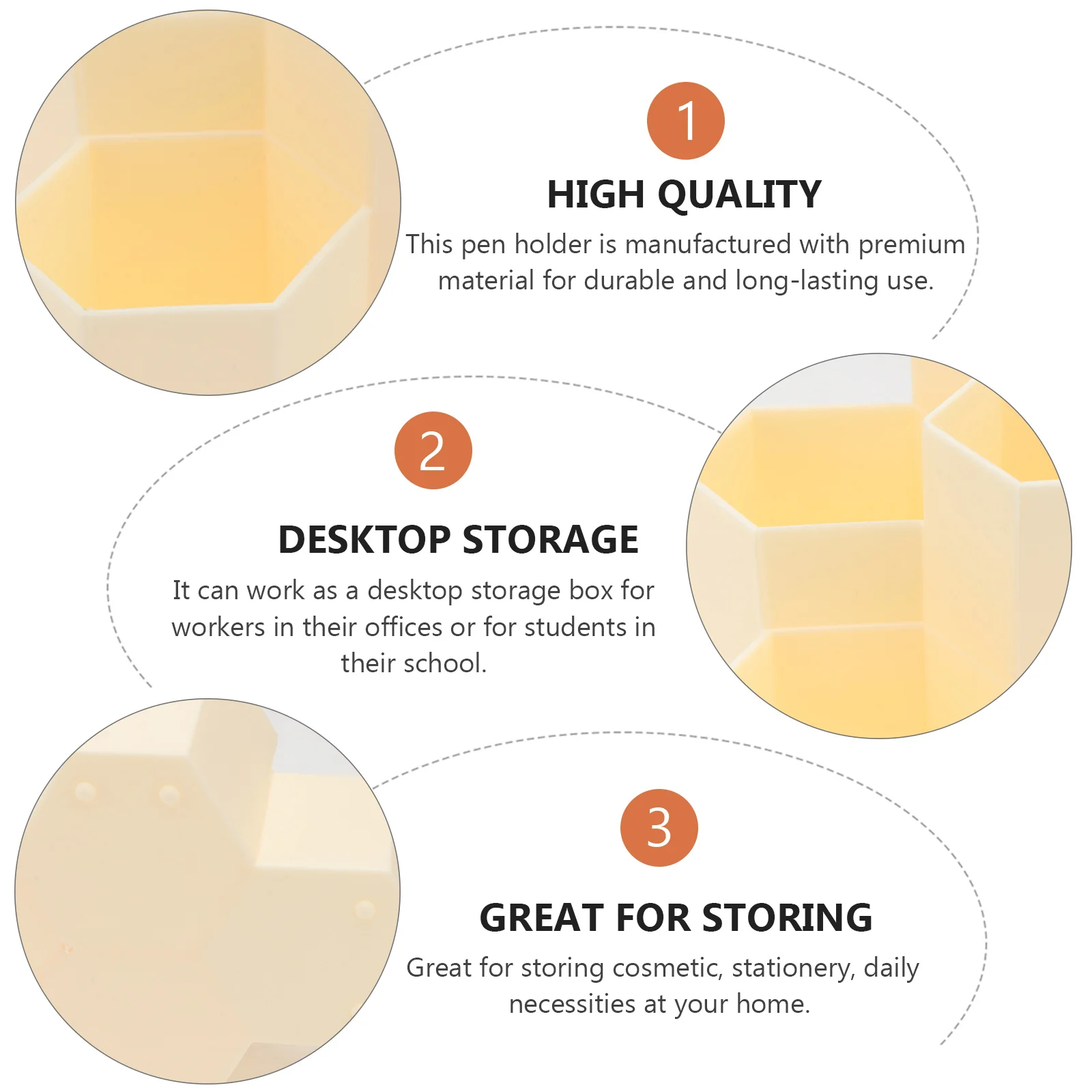 

1Pcs Hexagonal Stationery Organizer Pen Holder Desktop Storage Container for Cosmetics Makeup Tools Office Supplies Organizer