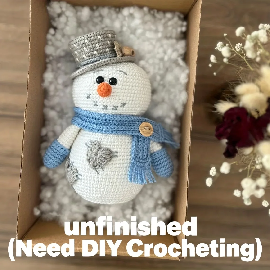 Winter Snowman Crochet Pattern Single Hook Needle Set Beginner DIY Handmade Materials with High-Quality Yarn Crochet Items And Step-by-Step English Tutorial Manual