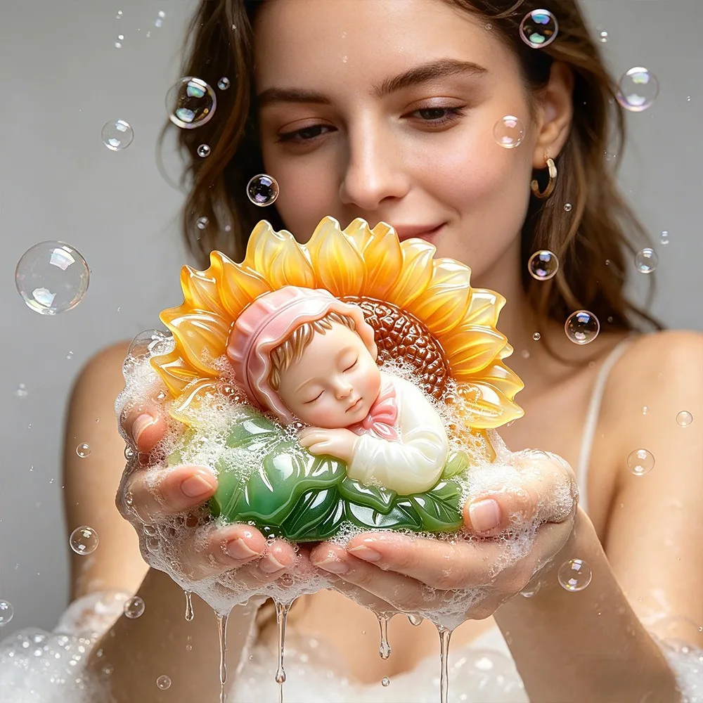 Cute Baby Sunflower Silicone Mold For Candle Soap Making, Flexible Resin Casting Mold For Home Decor, DIY Craft Gift Kit