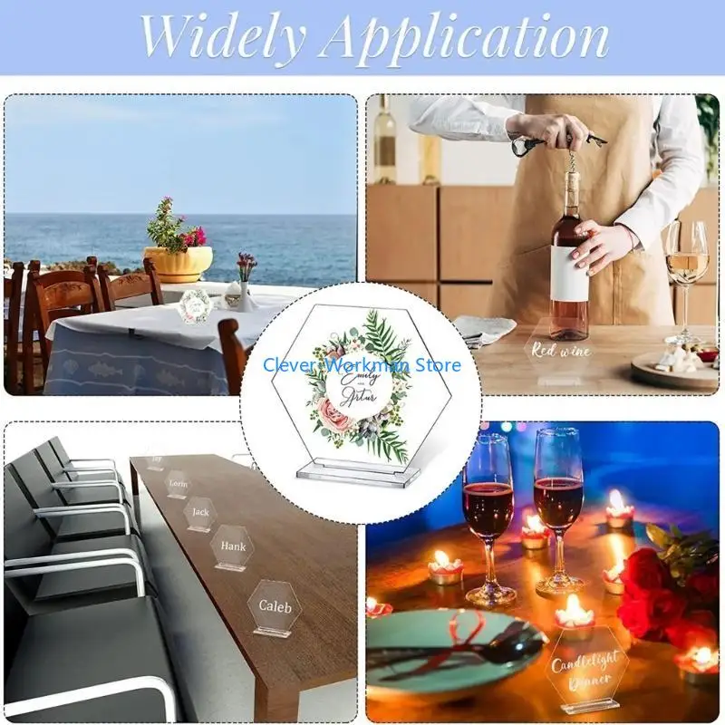 24TD 18 قطعة بطاقات وضع الاكريليك حامل شاشة لسطح المكتب حامل طاولة الزفاف الرقمية #6