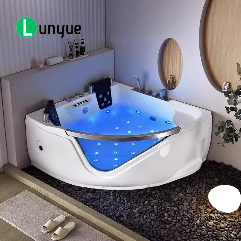 Hot Sale Acrylic Material Freestanding Corner Jaccuzi Bath Tub Air Spa Jet Whirlpool Massage Bathtub