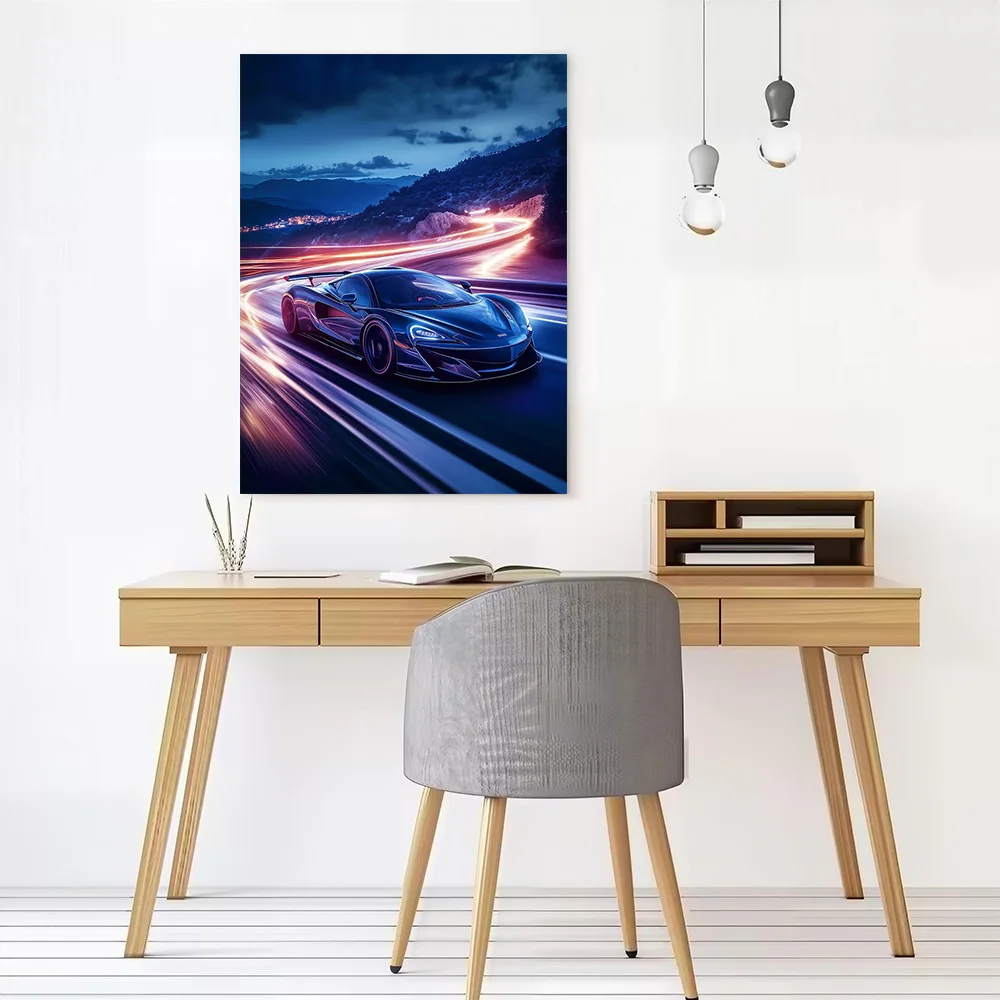 Supercar 720S Night Drive Printed Canvas Wall Art Customizable Paintings Poster Perfect Gift for Bedroom Decoration Decor Room