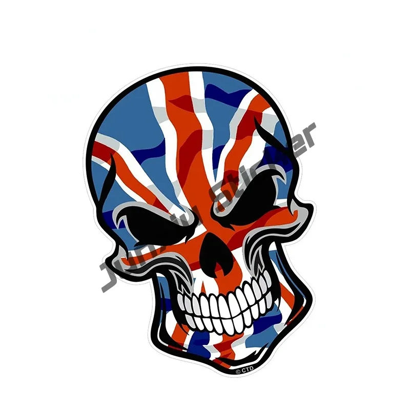 British Flag Sticker Skull Decal Car Assessoires UK Union Jack British England New Version Motocross Racing Glue Sticker KK13cm