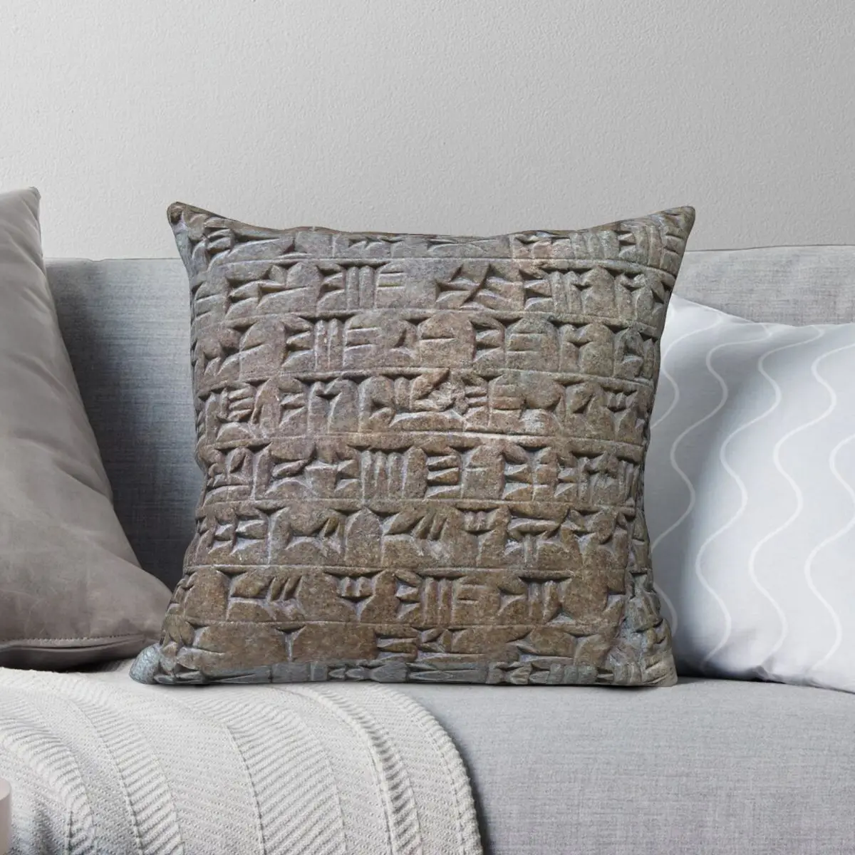 Ancient Akkadian Carvings Pillowcase Polyester Linen Velvet Creative Zip Decorative Throw Pillow Case Home Cushion Cover