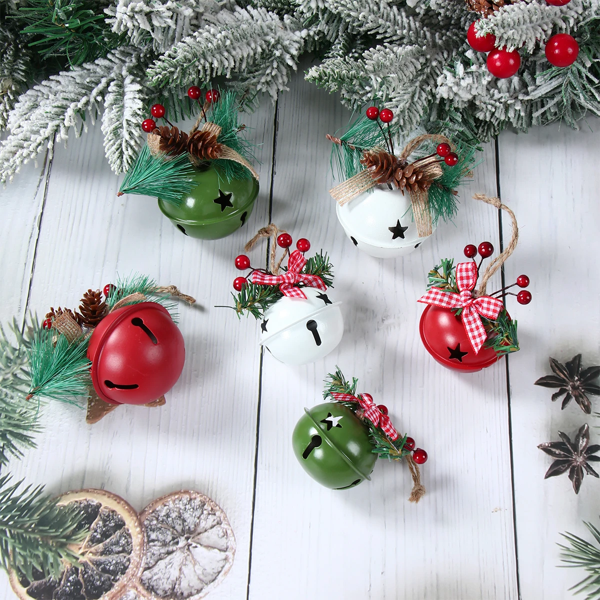 Christmas Bow Pine Cone Iron Bell Navidad Natal Noel Tree Hanging Pendant Merry Christmas Decoration For Home 2024 New Year 2025