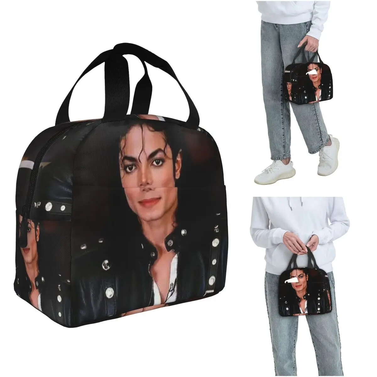 Michael Jackson Isolierte Lunchtasche für Damen und Kinder, tragbare Lebensmittelboxen, Thermo-Lunchbox-Tragetasche