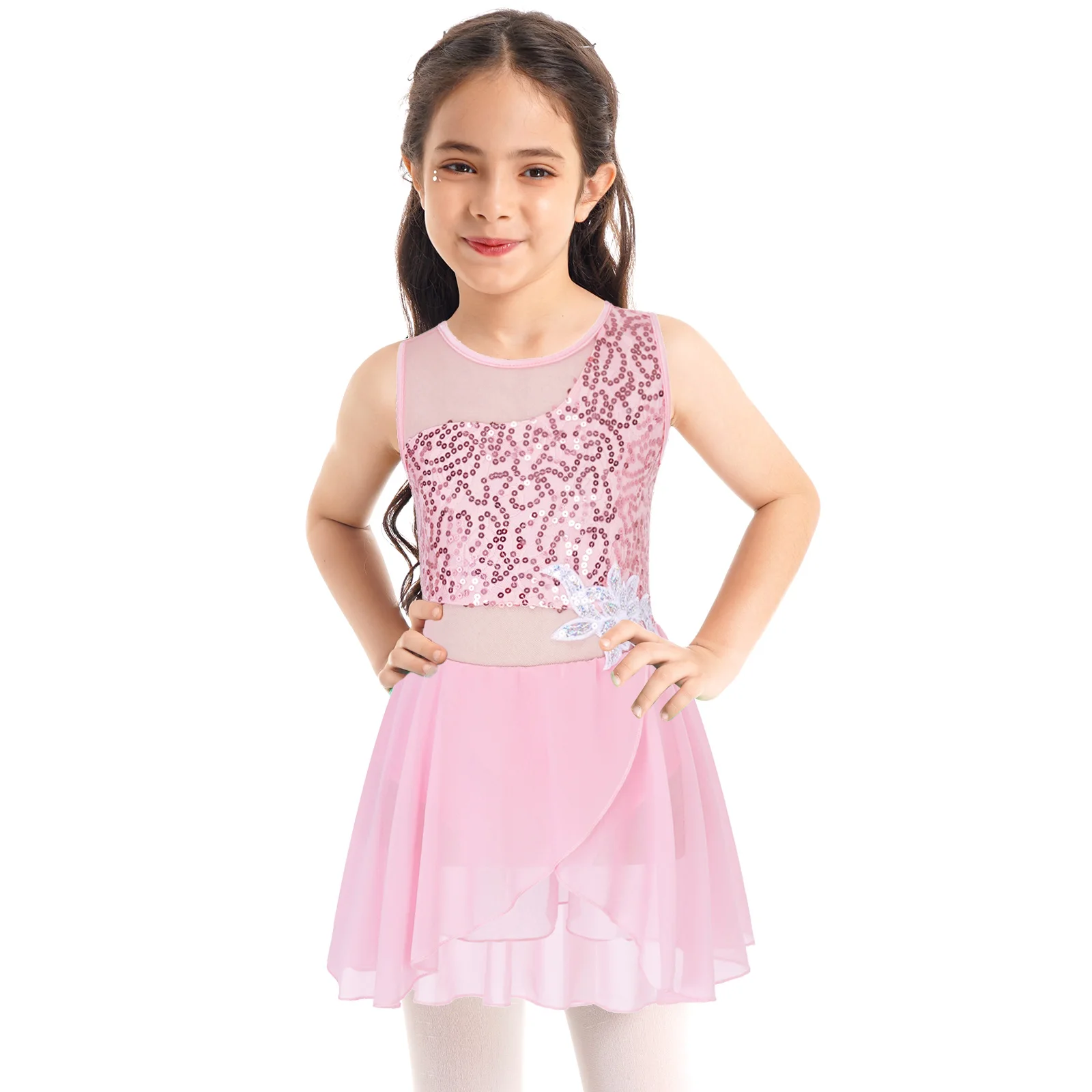 iEFiEL Kids Girls Ballet Dress Shiny Sequins Gymnastics Workout Leotard Tulle Dancewear Clothing Ballerina Fairy Party Costumes