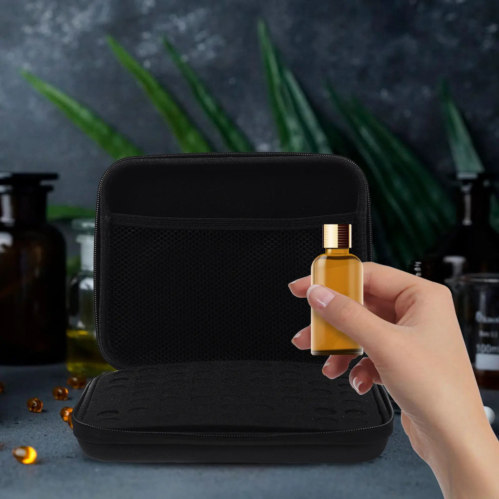 Essential Oil Carrying Case with 63 Compartments Portable Storage Box for Essential Oils Nail Polish Beauty Tools Travel