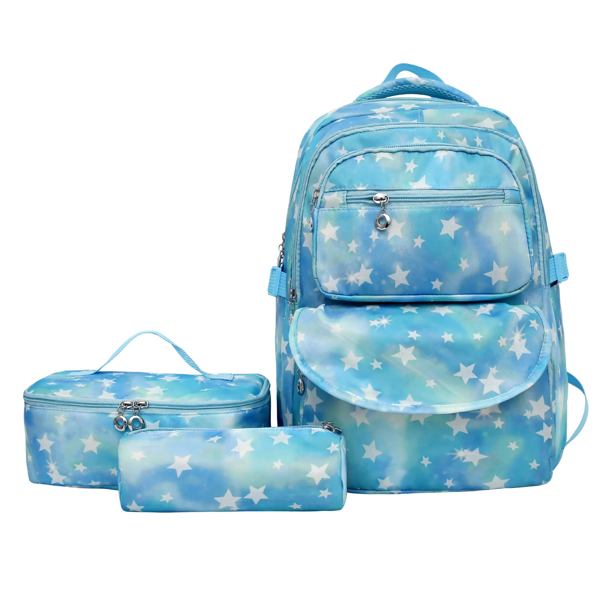 Star Prints Student Backpack 3Pcs Sets Kids Bookbag Primary School Daypack Students School Bag for Teens Girls Travel Knapsack