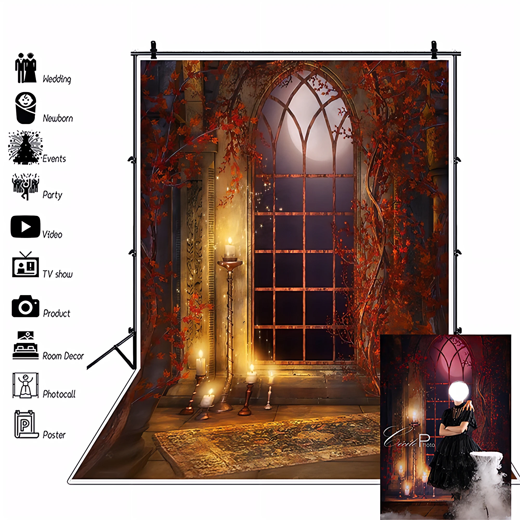 

Liport Magic Academy Background Birthday Party Magic Castle Interior Moon Photography Background Cosplay Banner Props Poster