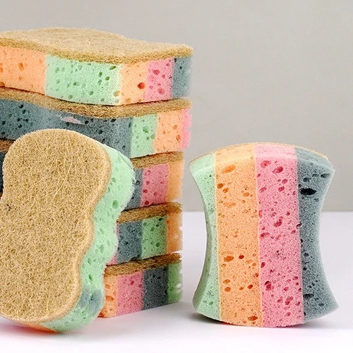 10pcs New Sisal Color Block Dishwashing Sponge Kitchen Cleaning Cloth Pot Brush Sponge Scouring Pad Magic Eraser