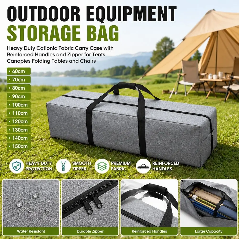 Cationic Fabric Tent Storage Bag Water Resistant Dustproof Camping Gear Bag Large Capacity PVC Coating Canopy Pole Bag