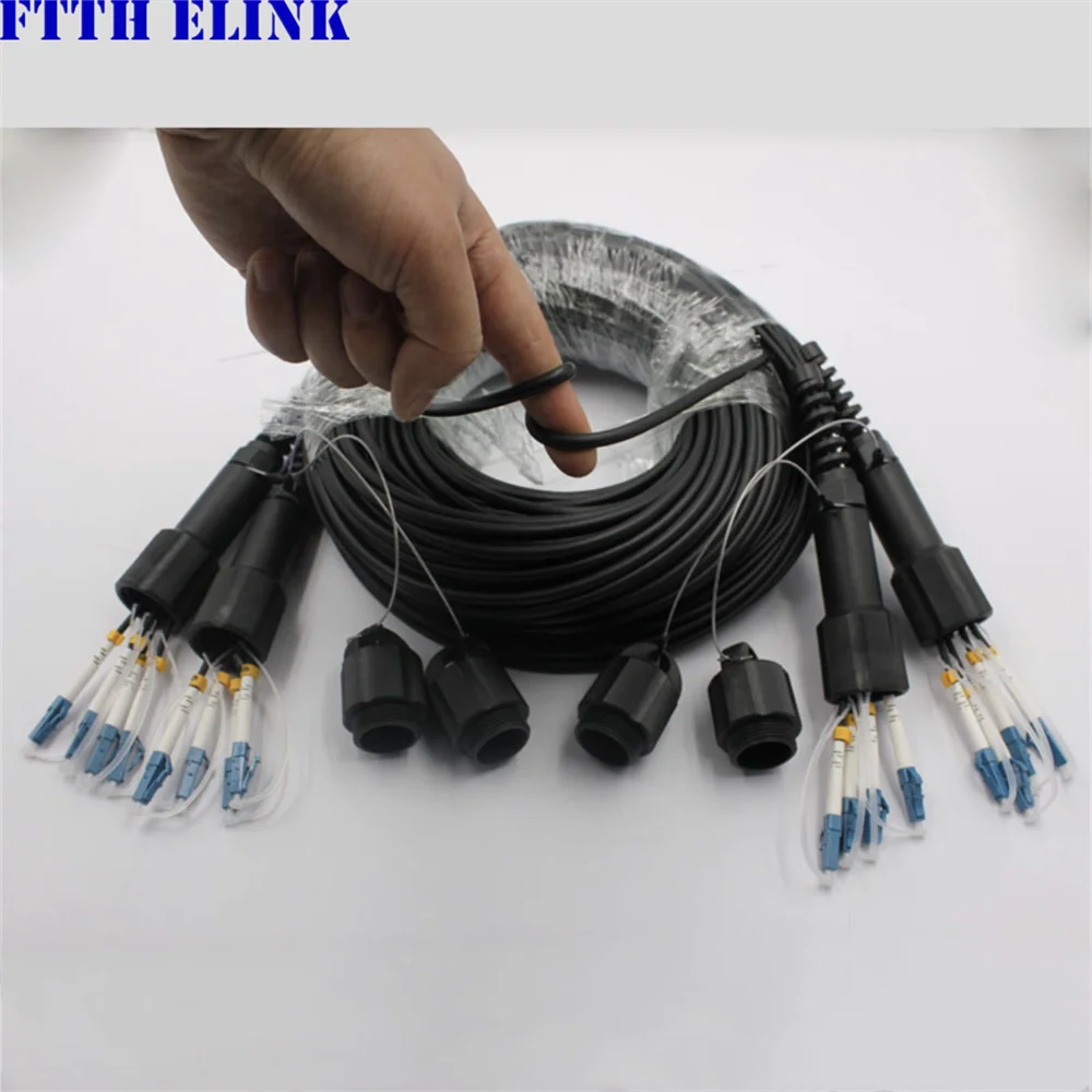 강화 섬유 패치코드 350M-500M 8코어 TPU PDLC SM 블랙 8C SC LC FC ST APC 싱글모드 8섬유 광섬유 점퍼 케이블 400M