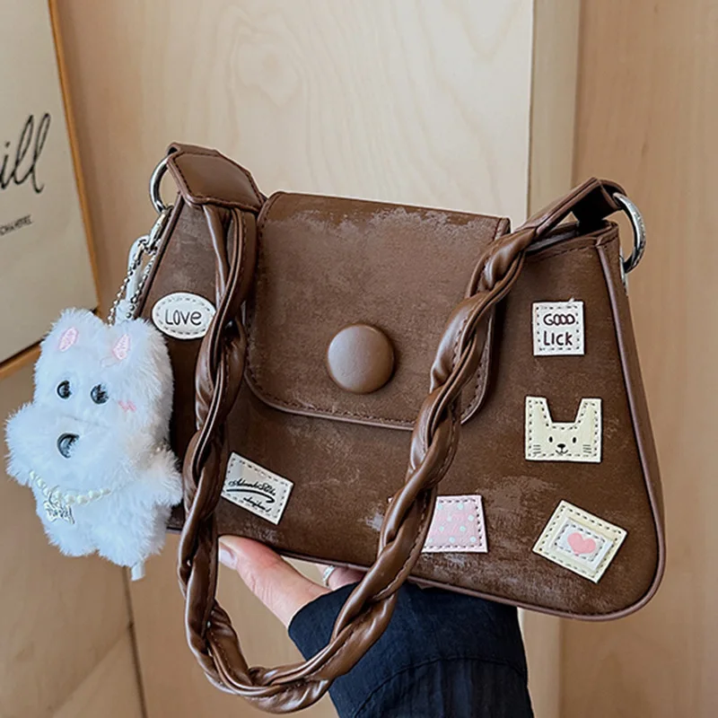 Ins trendige Umhängetasche 2025, neue schicke, einfache Schultertasche für Damen, ästhetische, minimalistische Handtasche mit einem Riemen, modisch