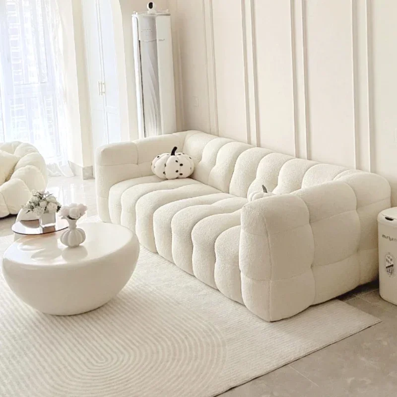 

Fabric sofa, French cream style, marshmallow, Nordic expression, living room, Internet celebrity, vertical small apartment