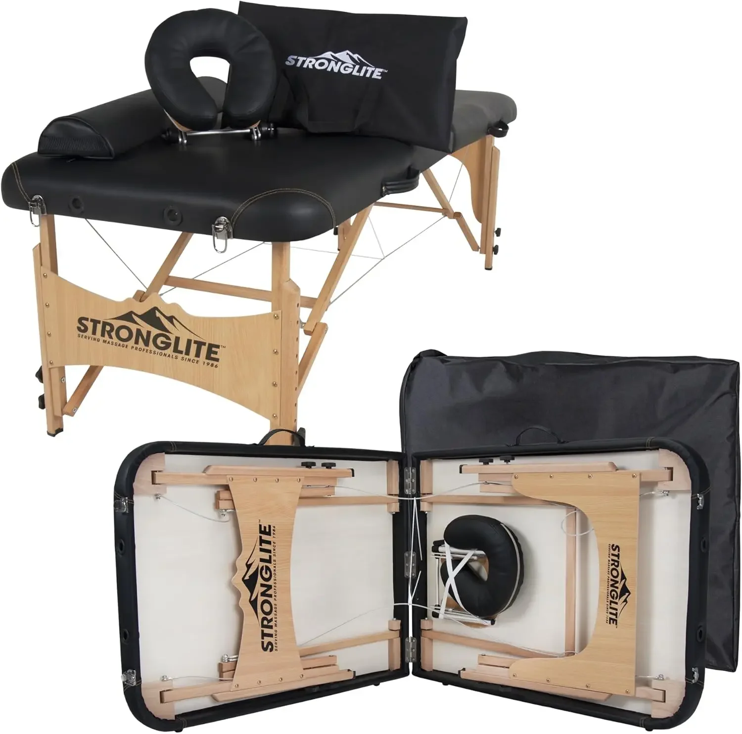 Portable Massage Table Package Olympia - All-In-One Treatment Table w/ Adjustable Face Cradle, Pillow, Half Round Bol