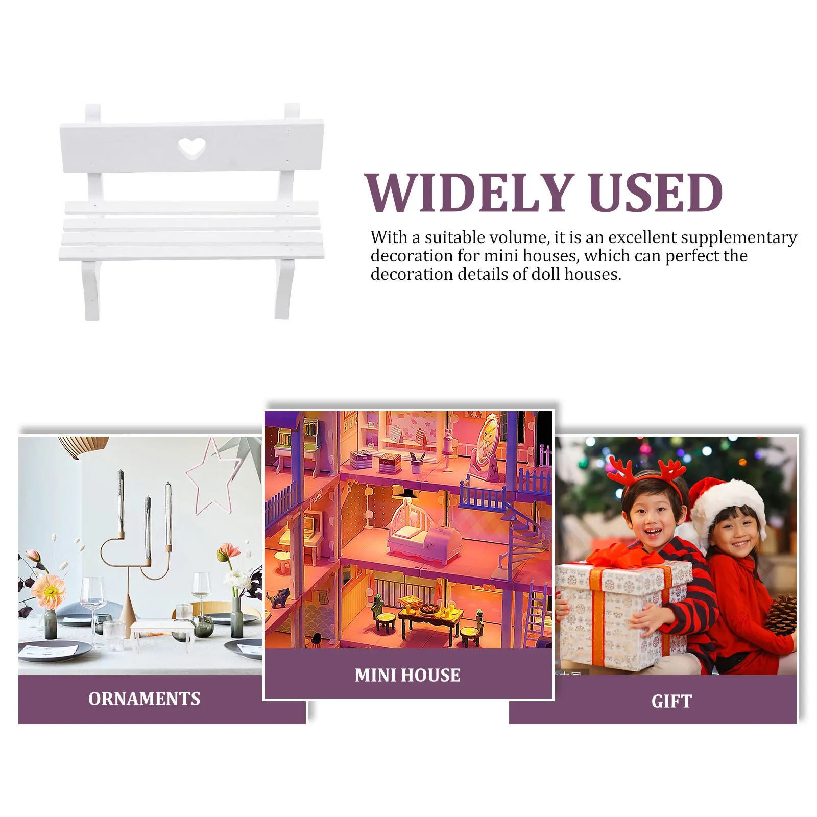 Wooden Chair Ornament Miniature Bench for Mini House Prop Office Decoration Playhouse Setup Creative Desktop Accessory Detailed