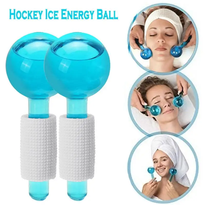 2PCS Cristal De Hockey Sur Glace De Massage D\'énergie Visage Beauté Masseur Oculaire Glacée Globes Beauté Yeux De Boule De Rouleau De Beauté De