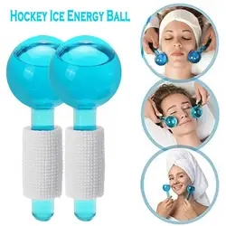 2PCS Cristal De Hockey Sur Glace De Massage D'énergie Visage Beauté Masseur Oculaire Glacée Globes Beauté Yeux De Boule De Rouleau De Beauté De Vague D'eau Boule