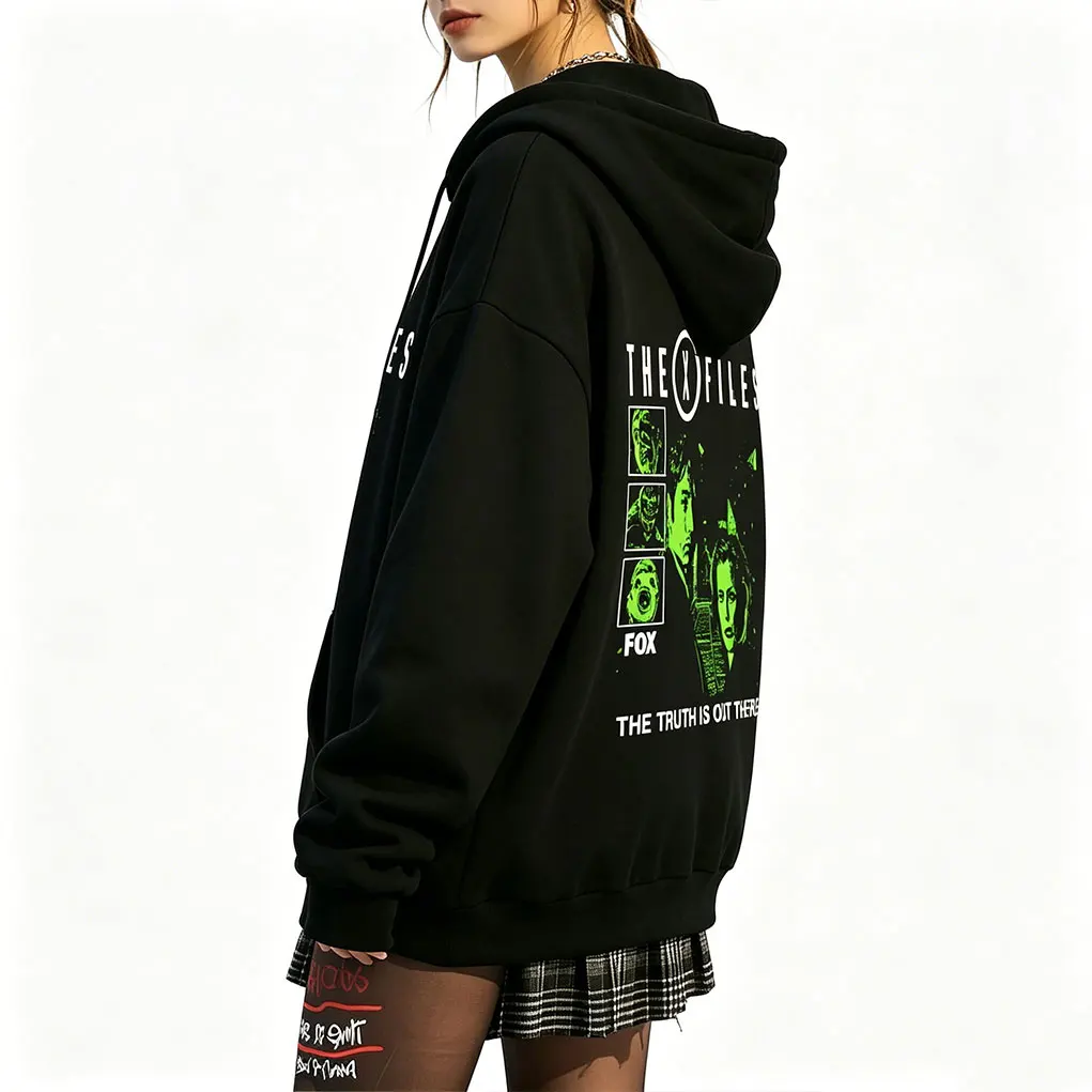 Movie The X Files The Truth Is Out There Zipper Hoodie Men's Women Clothing Casual Retro Fleece Cotton Zip Up Jacket Sweatshirt