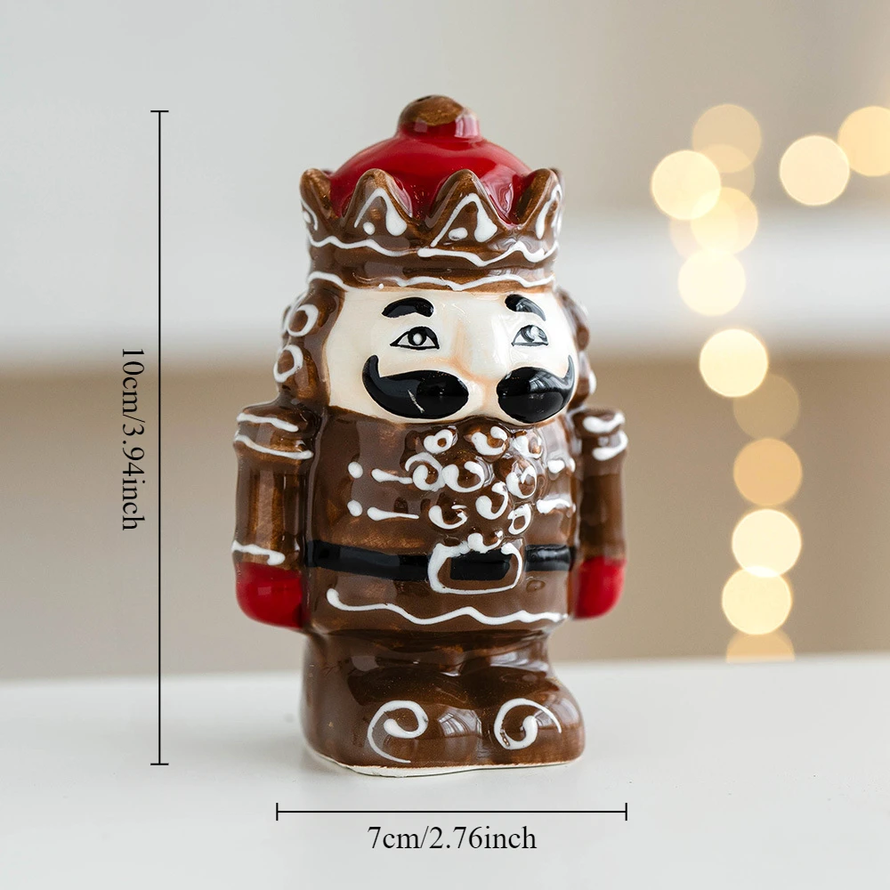 Christmas Creative  Nutcracker Soldier Seasoning Jar Ceramic Faceless Elderly Tabletop Decor Home Living Room Kitchen Fun Decor