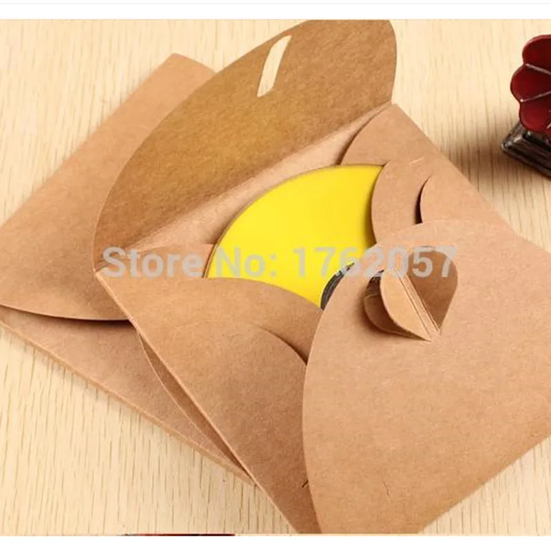 

13*13cm (5.1*5.1") Wedding CD case Kraft Paper Discs CD Sleeve Wedding Party Box Holder 100PCS