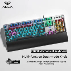 AULA F2088-Teclado mecánico para juegos, teclado antighosting 104, interruptor marrón, azul, con cable, retroiluminado mixto, para ordenador portátil y PC