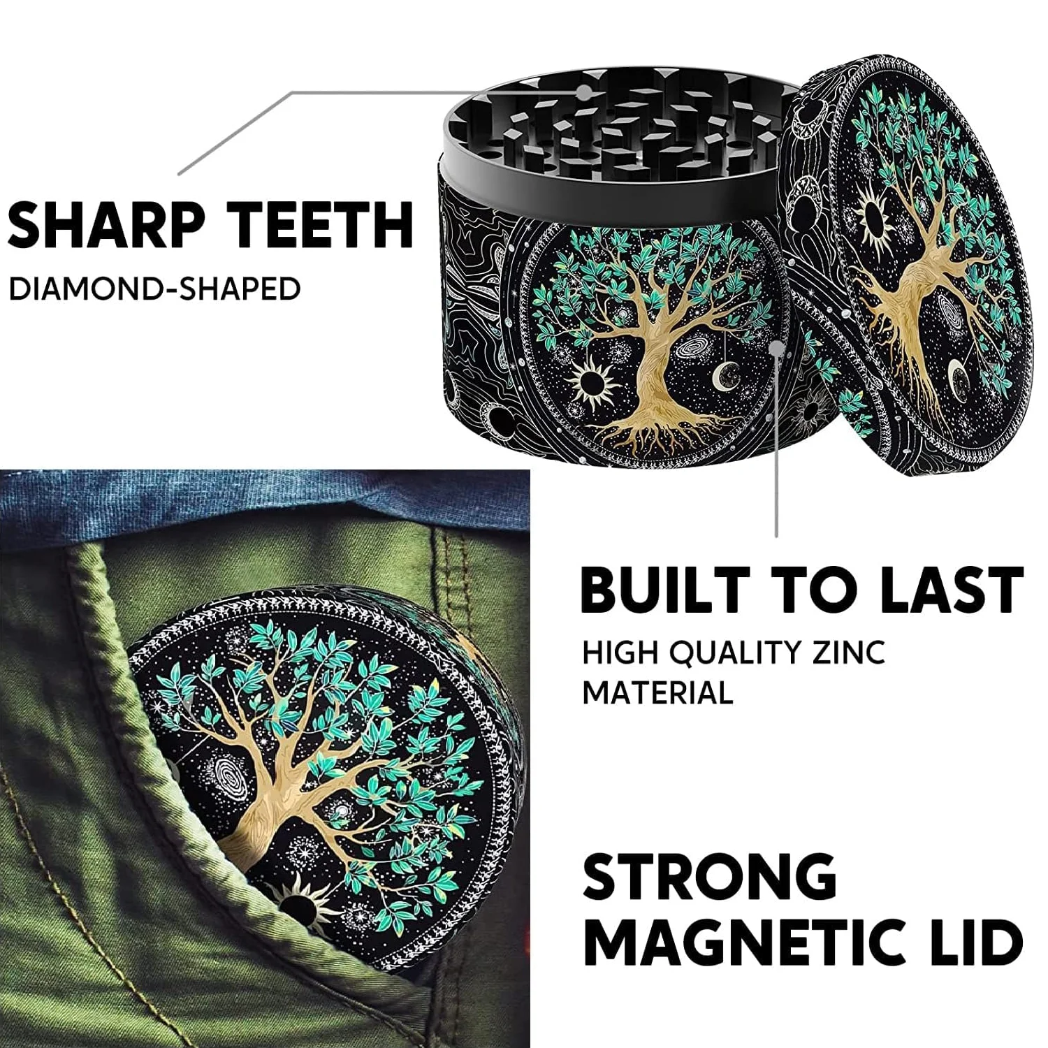 1/2 قطعة صينية ومطحنة شجرة الحياة السوداء #6