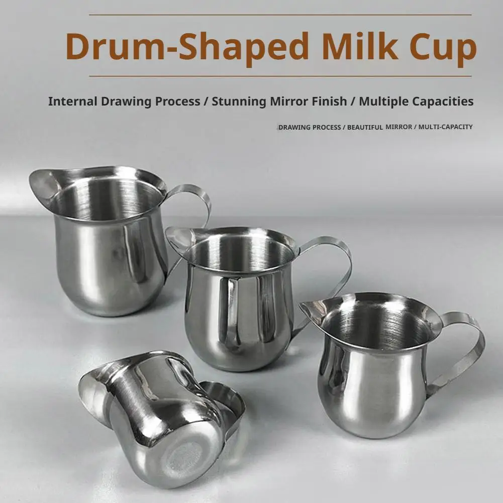 Small Milk Frother Cup, 4 Size Stainless Steel Milk Frothing Pitcher, Froth Pitchers Coffee Frothing Cups Pitcher for Home, Cafe