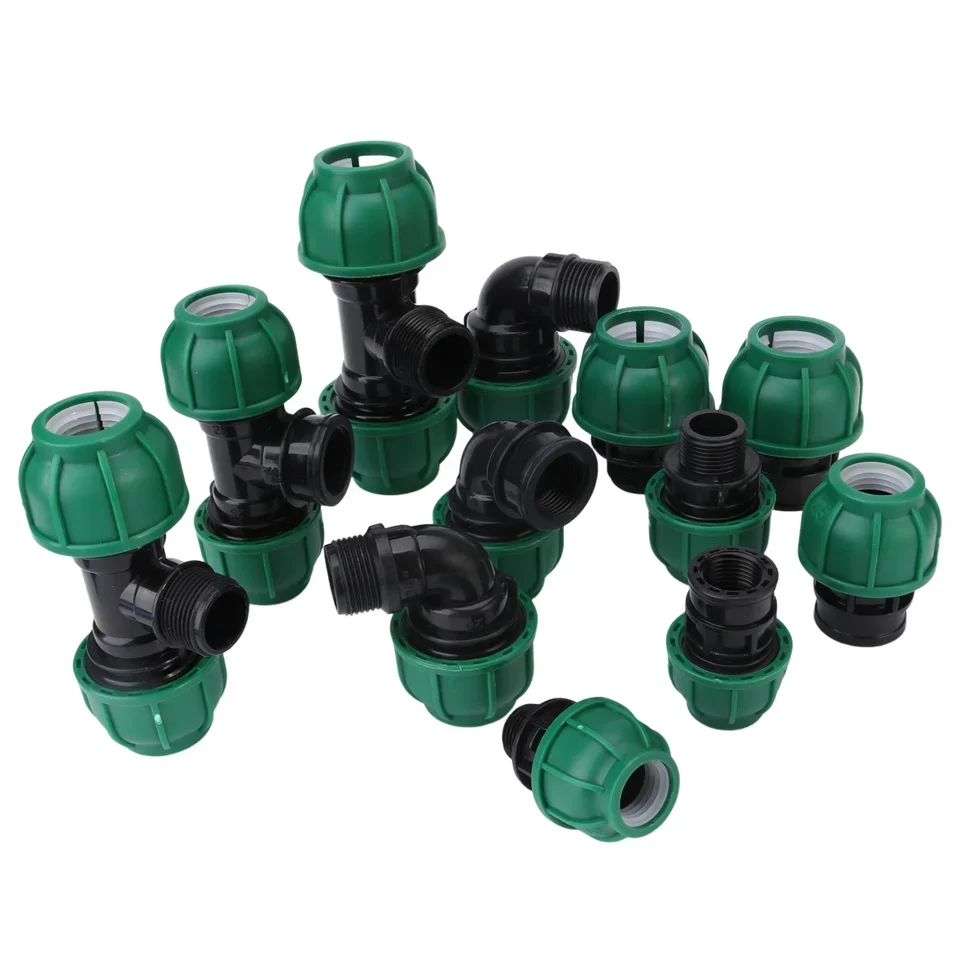 1 2 3 4 1 Inch Threaded Straight Elbow Tee Fitting for 20 25 32 Millimeter Irrigation Pipes PVC PE Garden Water Systems High Pre
