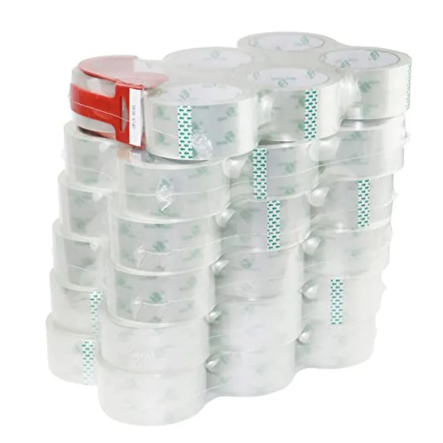 36Rolls Clear Packing Tape with Dispenser Shipping Tape Refills for Moving and Packaging 2.4Mil 1.88 Inch x 60 Yard