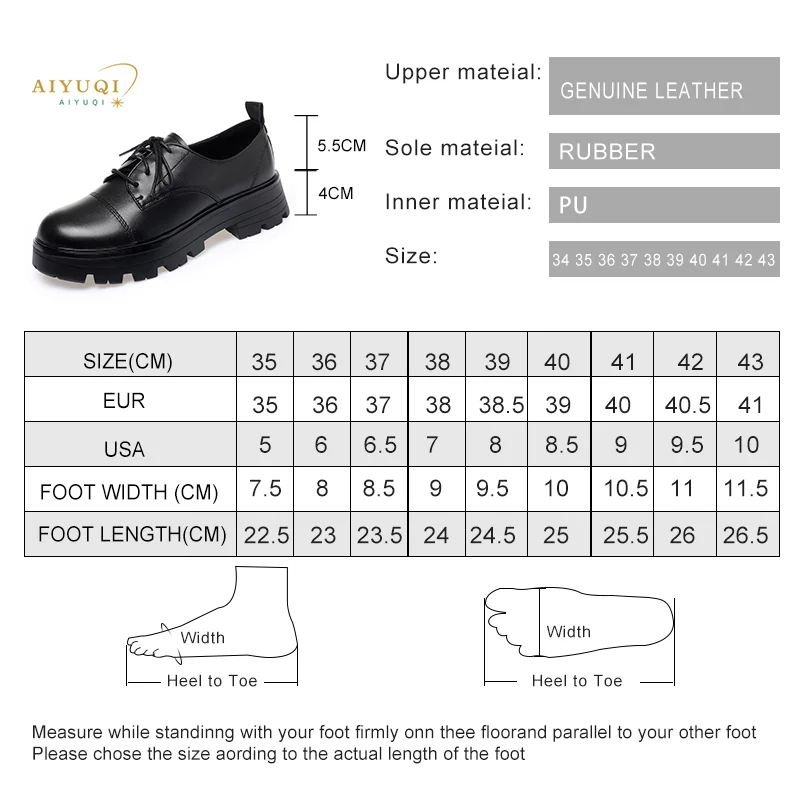 AIYUQI Women Oxford Shoes Genuine Leather Spring New Lace-up Llarge Size Women\'s Loafers Platform Ladies Shoes